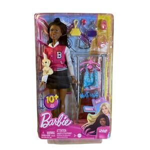 Mattel Barbie Brooklyn On-Set Stylist w/Garmet Rack, Dog HNK96 (2023) NRFB